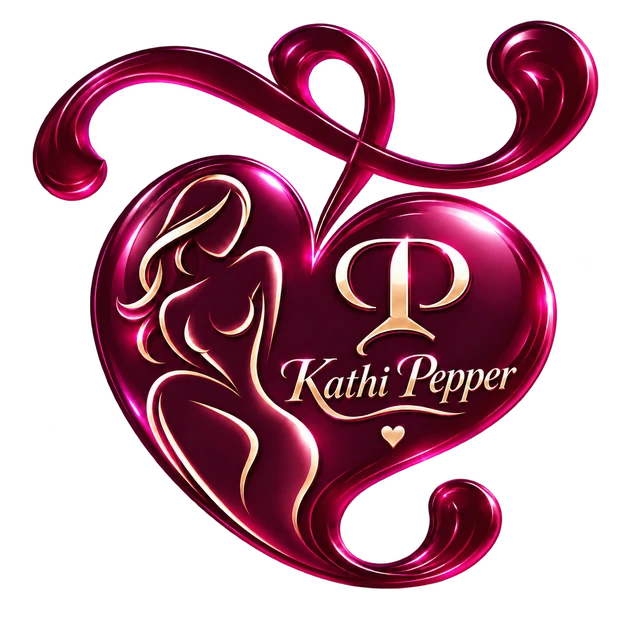 Kathi Pepper’s approved burgundy heart logo with ornamental P