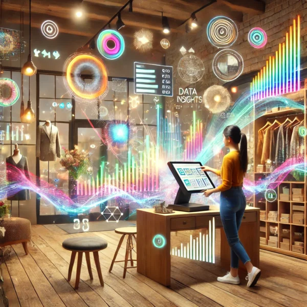 DALL·E-2025-01-28-14.58.20-A-surreal-image-showcasing-a-small-boutique-owner-engaging-with-customers-at-a-point-of-sale-POS-system.-The-scene-is-enhanced-with-surrealistic-dat